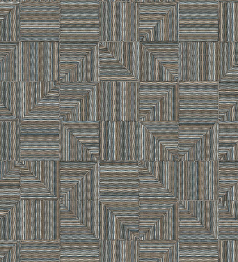 Papel pintado mosaico textil geométrico tonos azul y ocre  Waldorf Dynamic 684147