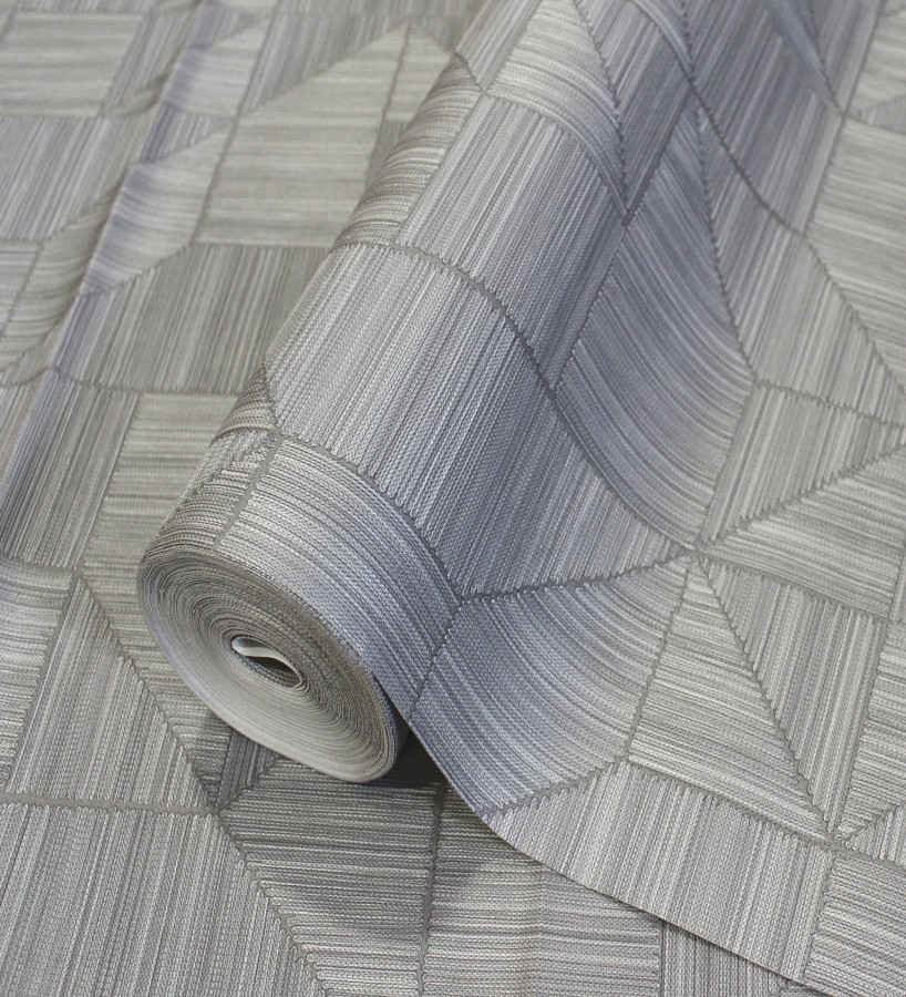 Papel pintado mosaico textil geométrico tonos grises  Waldorf Dynamic 684148
