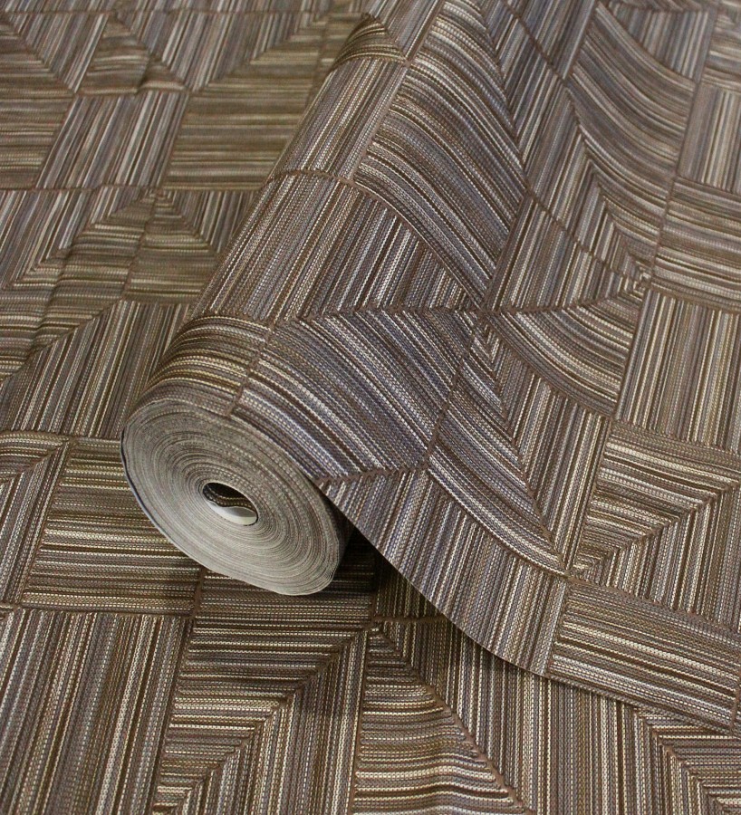 Papel pintado mosaico textil geométrico tonos marrón  Waldorf Dynamic 684149