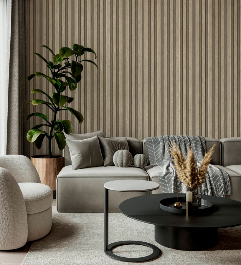 Papel pintado palillería de madera con vetas texturizadas en relieve  Alistair Tailored 684155