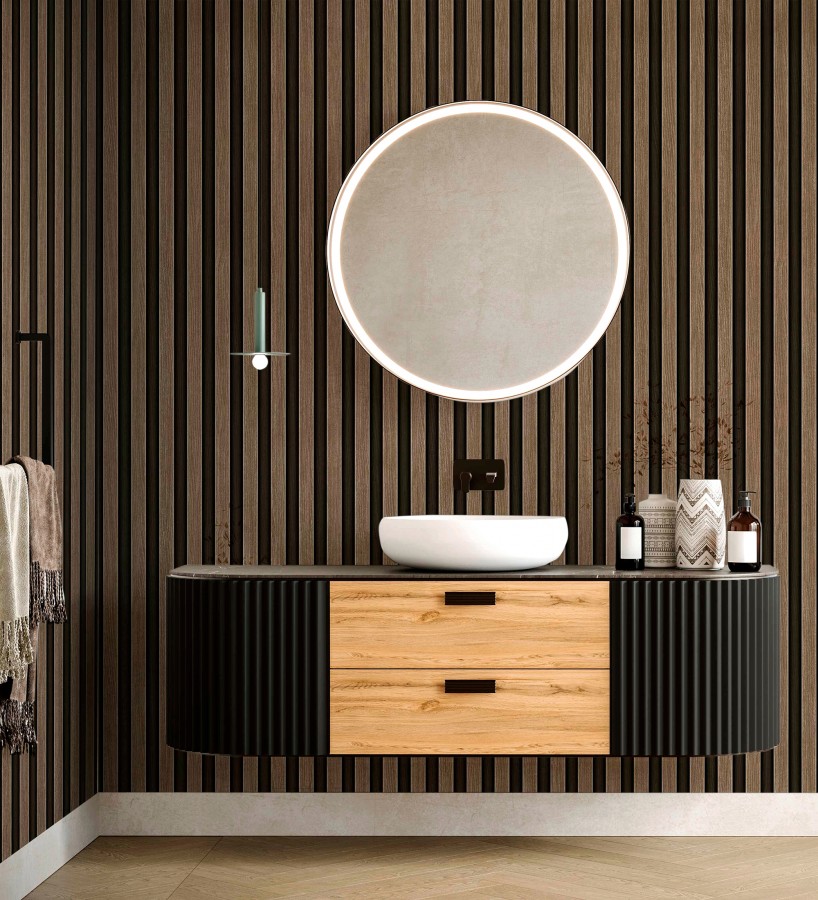 Papel pintado palillería de madera con vetas texturizadas en relieve  Alistair Tailored 684156