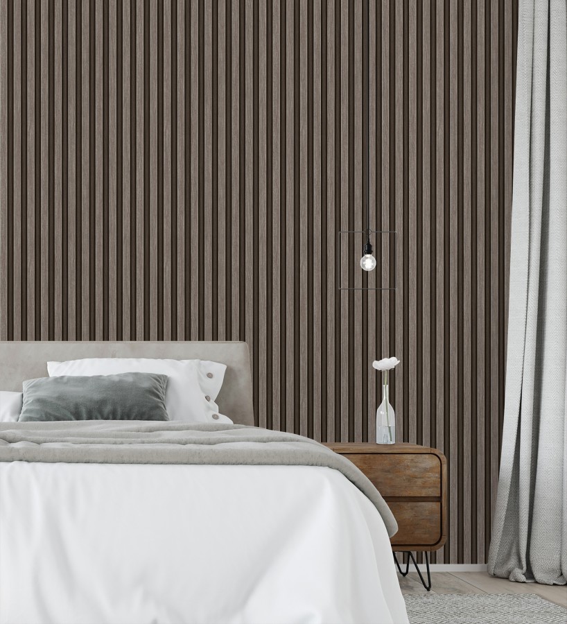 Papel pintado palillería de madera con vetas texturizadas en relieve  Alistair Tailored 684157