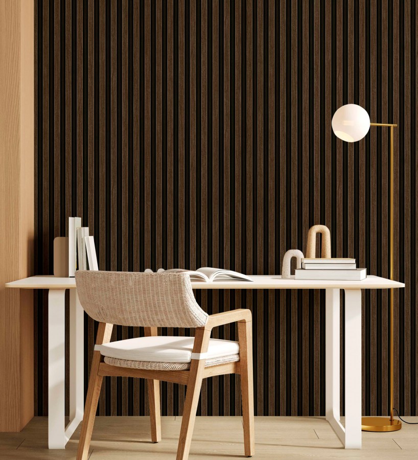 Papel pintado palillería de madera con vetas texturizadas en relieve  Alistair Tailored 684158