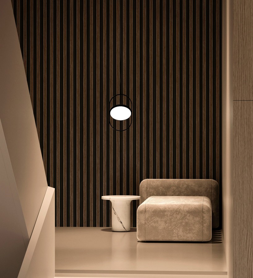 Papel pintado palillería de madera con vetas texturizadas en relieve  Alistair Tailored 684158