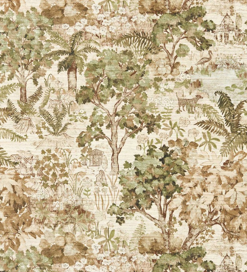 Papel pintado toile de jouy edén botánico con árboles y palmeras  Pointer Loyal 684183