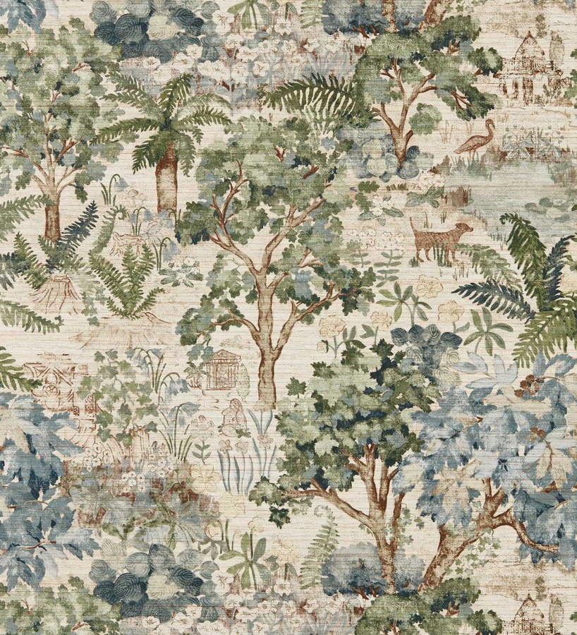 Papel pintado toile de jouy edén botánico con árboles y palmeras  Pointer Loyal 684184