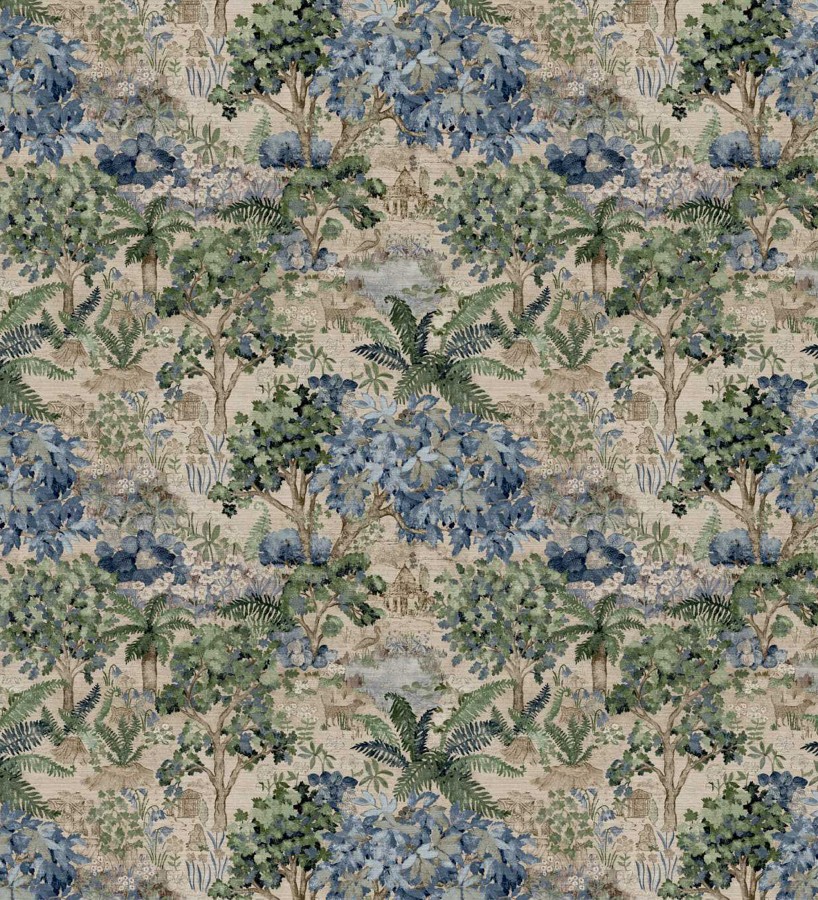 Papel pintado toile de jouy edén botánico azul cobalto  Sumatra Authentic 684185