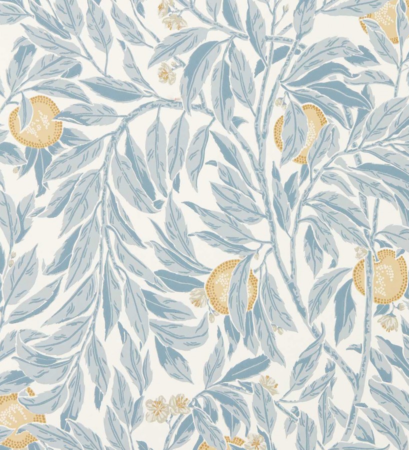 Papel pintado herbario de granadas con hojas azules  Tuscany Timeless 684186