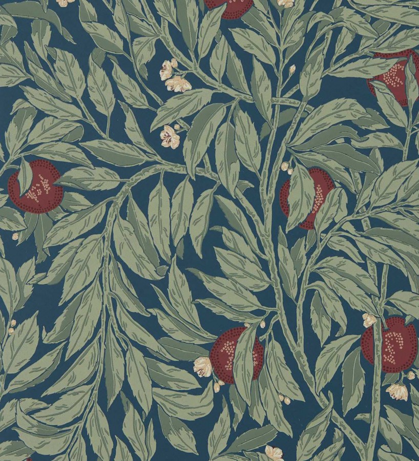 Papel pintado herbario de granadas fondo azul  Tuscany Timeless 684188