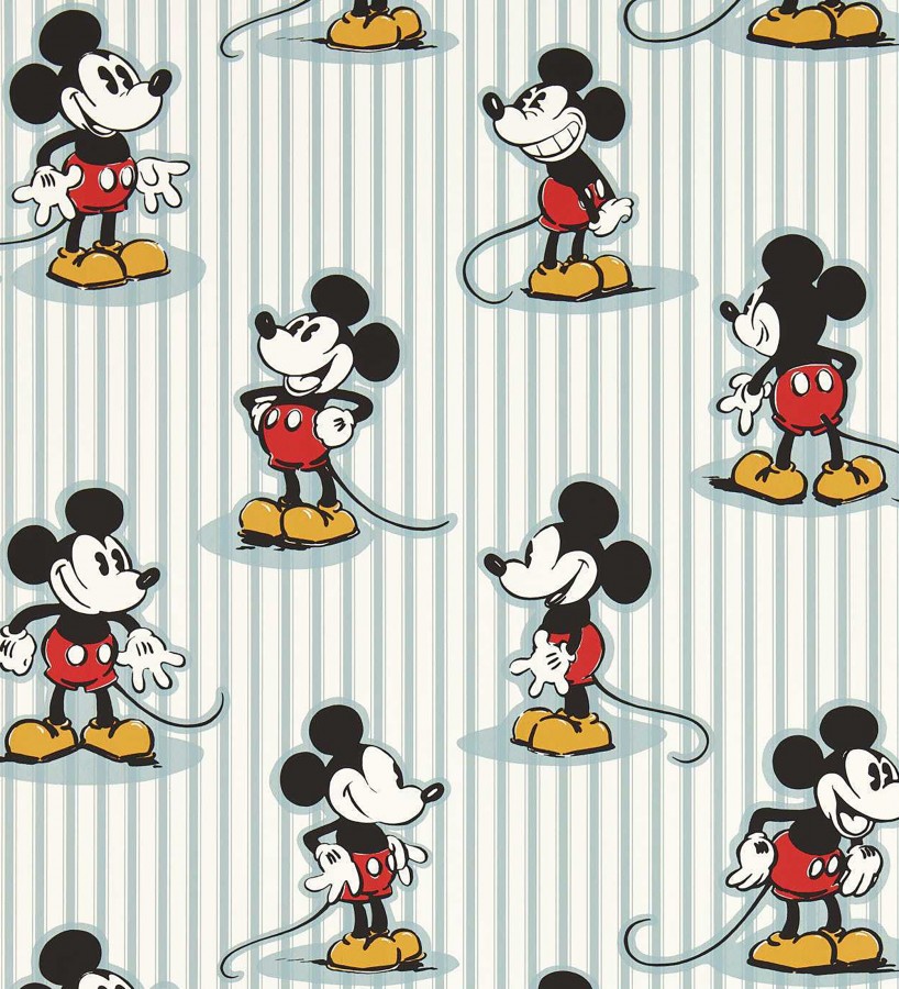 Papel pintado de Mickey heritage rayas azul nórdico  Mickey Stripe 684202
