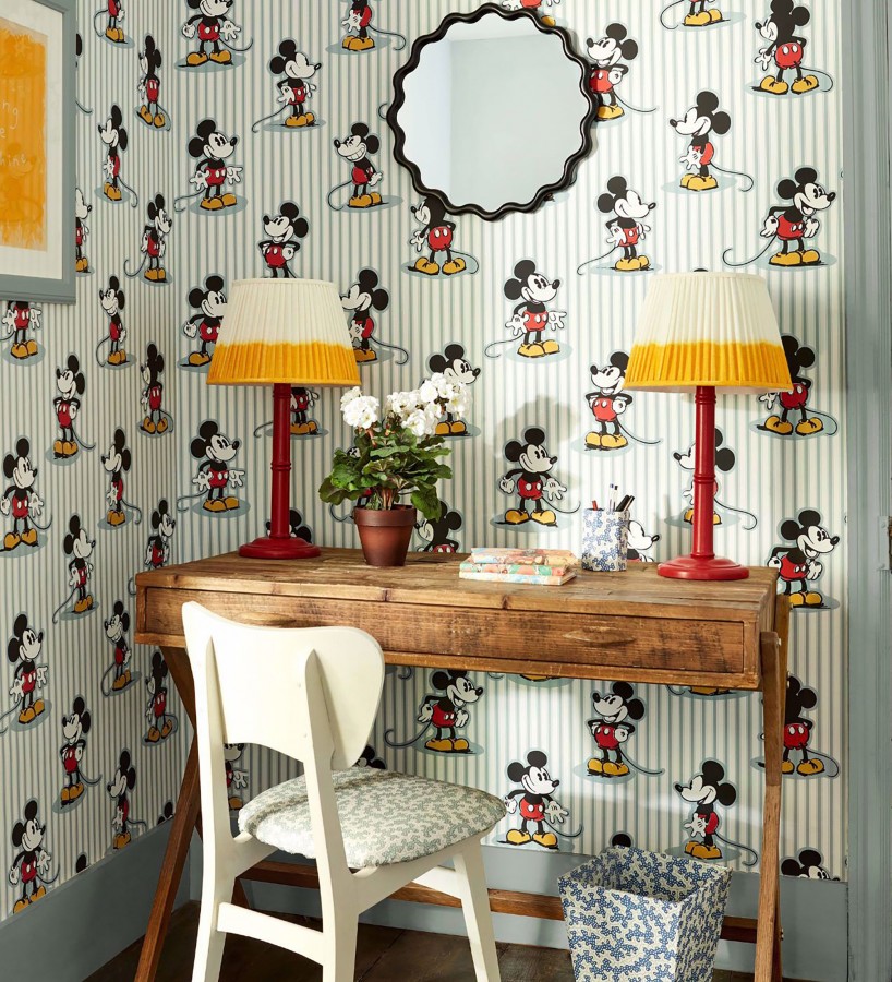 Papel pintado de Mickey heritage rayas azul nórdico  Mickey Stripe 684202