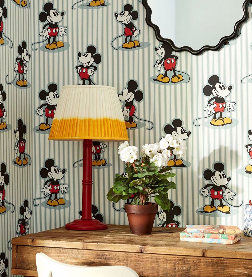 Papel pintado de Mickey heritage rayas azul nórdico  Mickey Stripe 684202