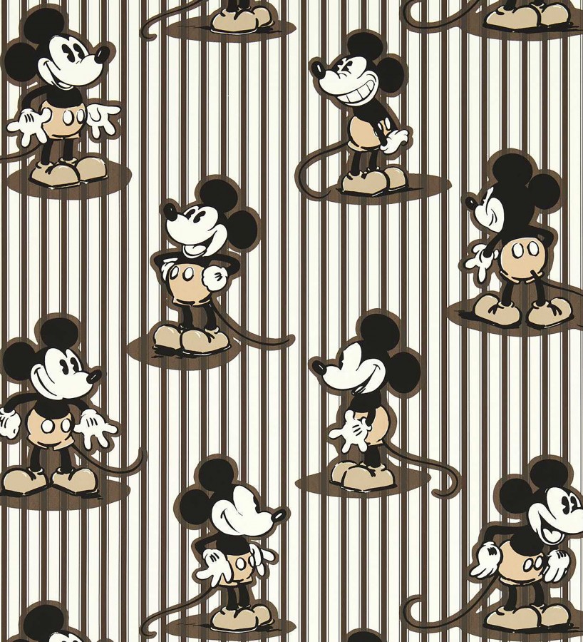 Papel pintado de Mickey heritage rayas marrón chocolate  Mickey Stripe 684203