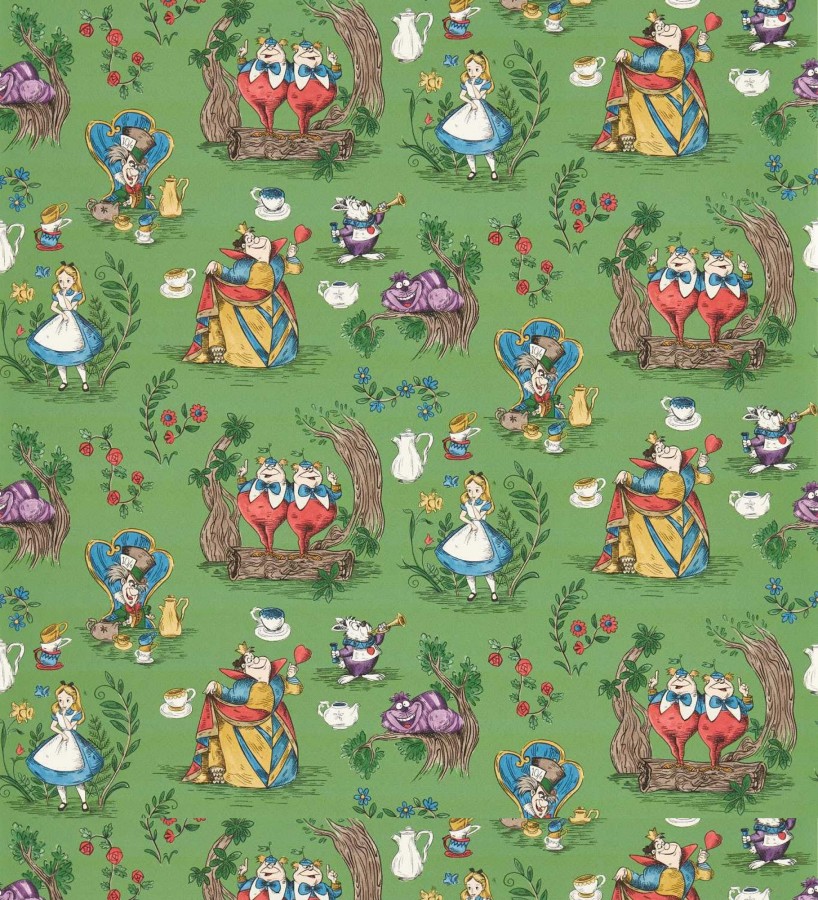 Papel pintado de Alicia en el país de las maravillas fondo verde  Alice In Wonderland 684214