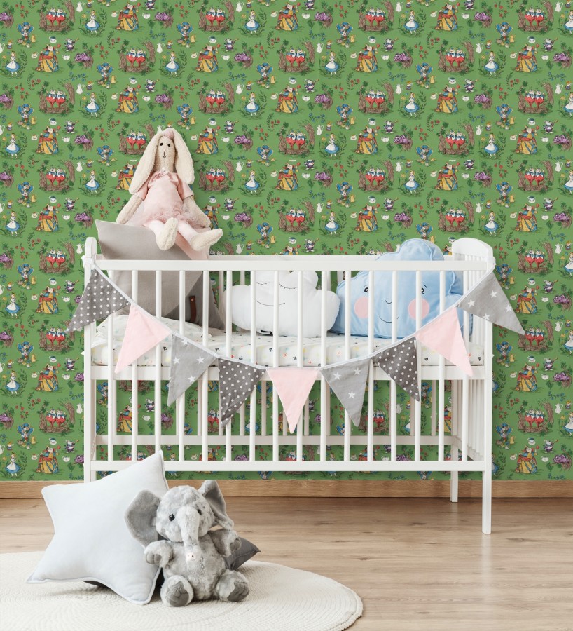 Papel pintado de Alicia en el país de las maravillas fondo verde  Alice In Wonderland 684214
