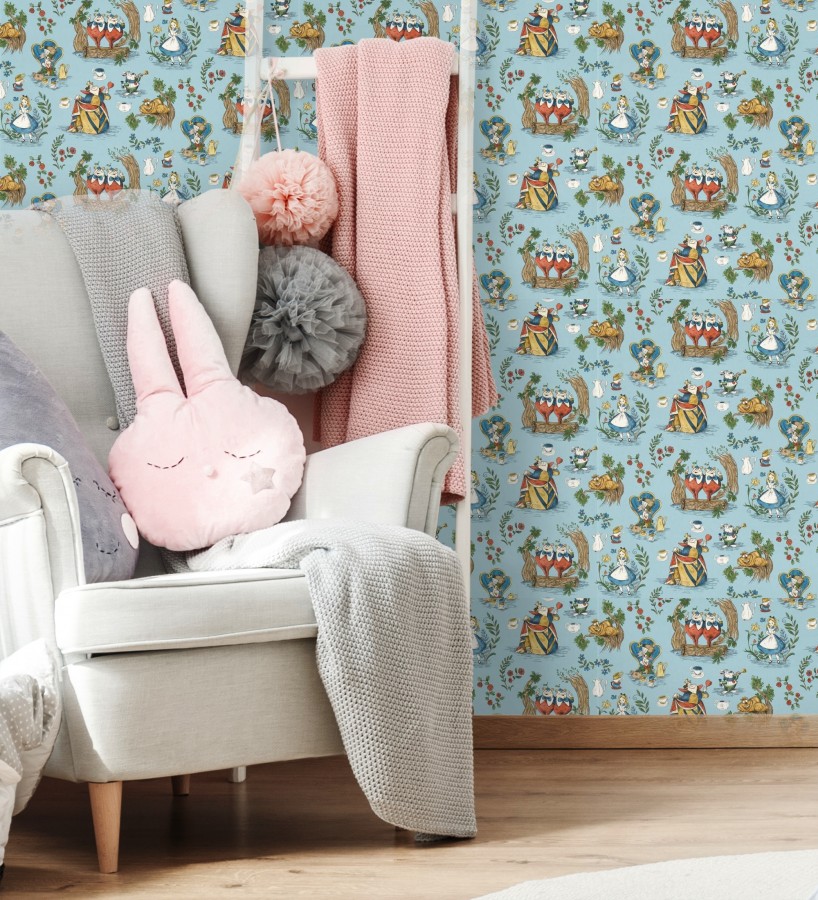 Papel pintado de Alicia en el país de las maravillas fondo azul  Alice In Wonderland 684215