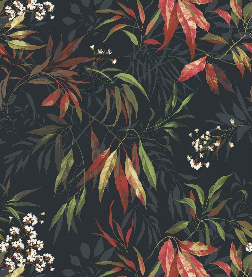 Papel pintado de selva exuberante con hojas fondo oscuro  Zora Enchanted 684232