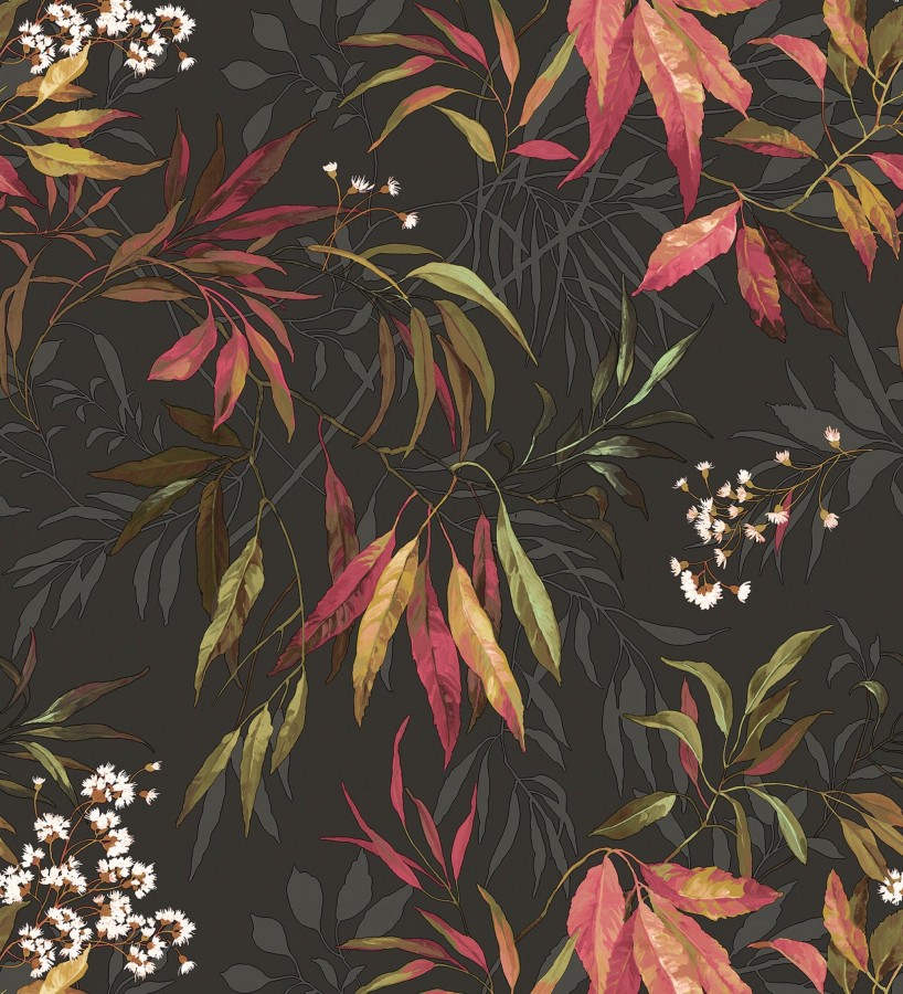 Papel pintado de selva exuberante con hojas fondo oscuro  Zora Enchanted 684233