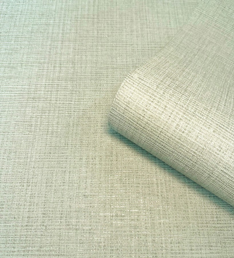 Papel pintado de textura rafia natural en relieve color verde salvia  Drava Coarse 684237