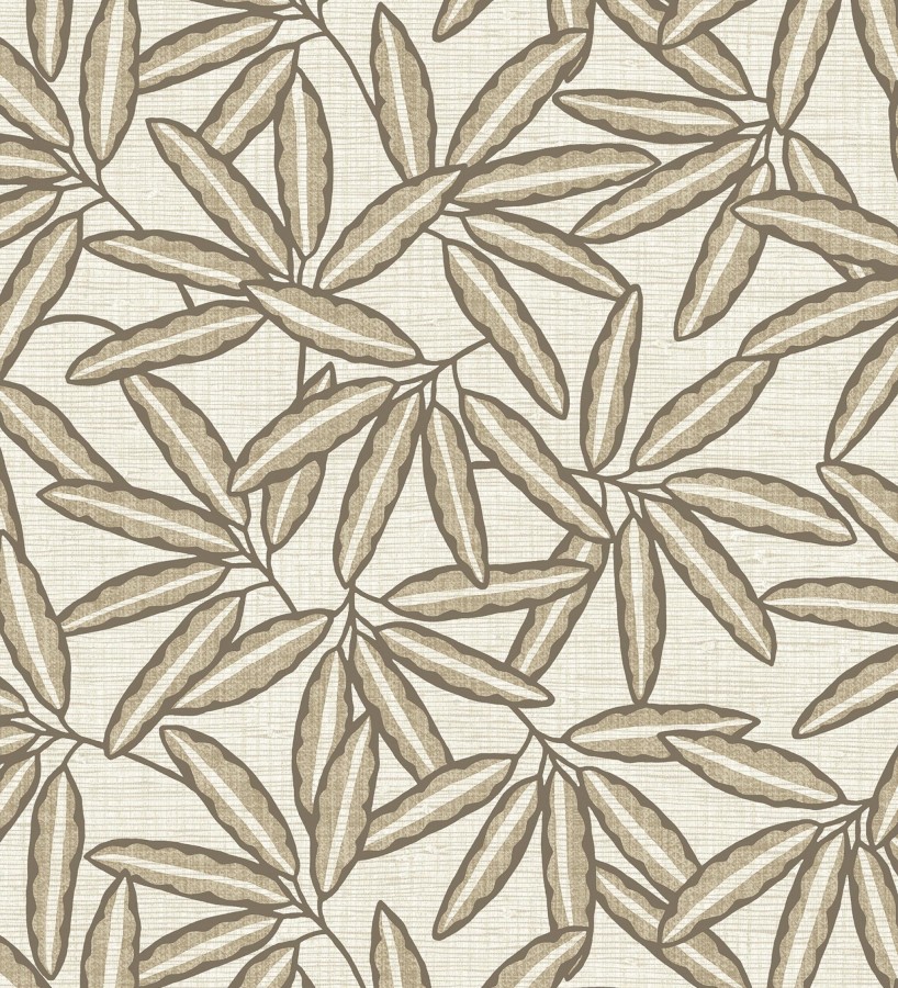 Papel pintado hojas de bambú sobre rafia natural beige claro  Drava Twilled 684238