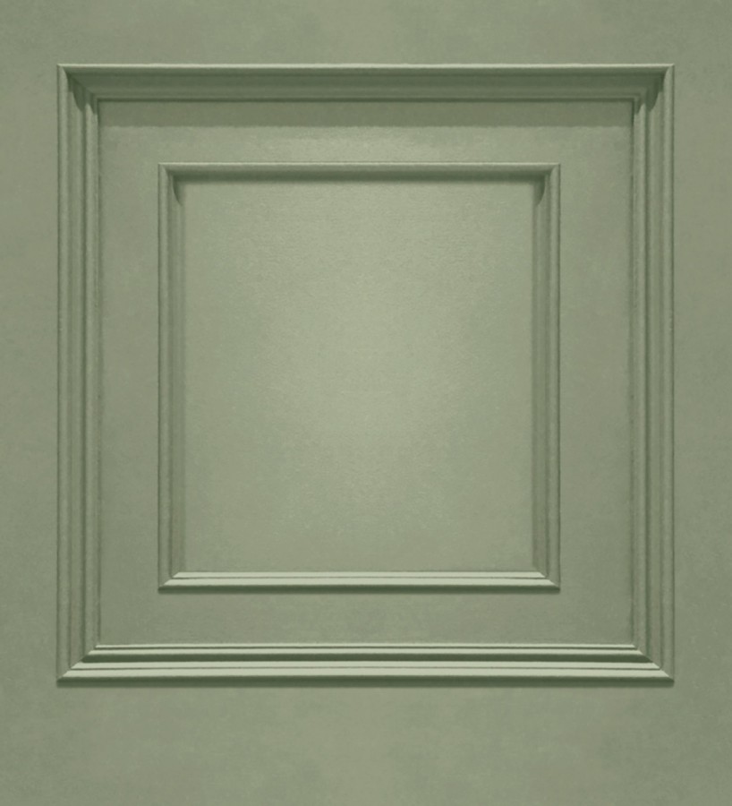 Papel pintado casetones de madera color verde textura en relieve  Bristol Ledge 684246