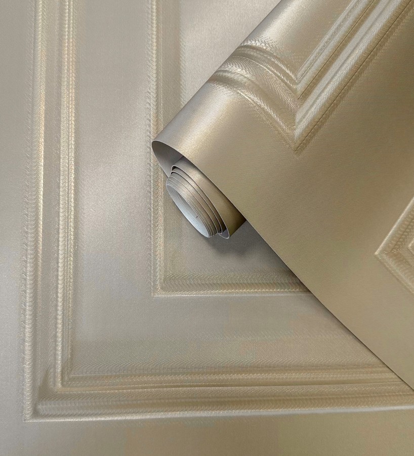 Papel pintado casetones de madera color camel textura en relieve  Bristol Ledge 684247