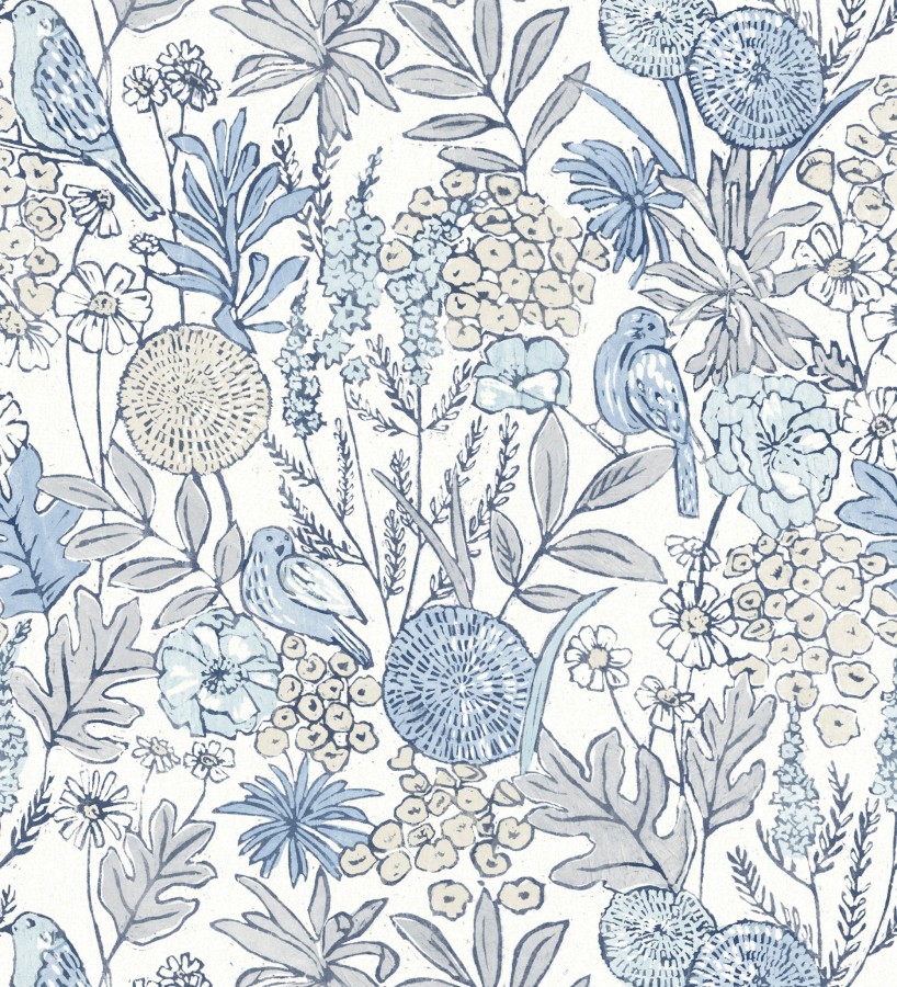 Papel pintado de flores y pájaros colores pastel estilo English country  Mila Aviary 684267