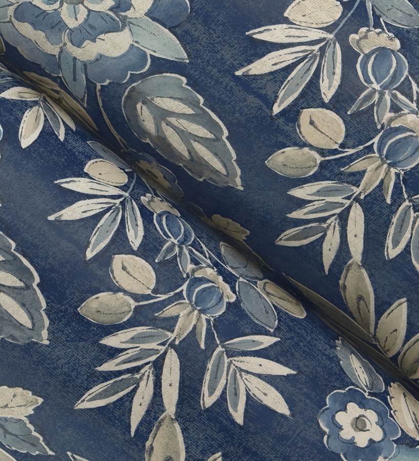 Papel pintado flores vintage de acuarela fondo azul eléctrico  Willowmere Posies 684275