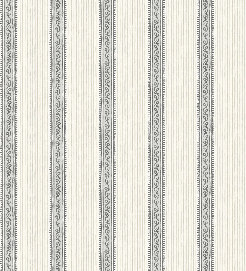Papel pintado texturizado de rayas elegantes con grecas grises  Tisbury Pinstripe 684279