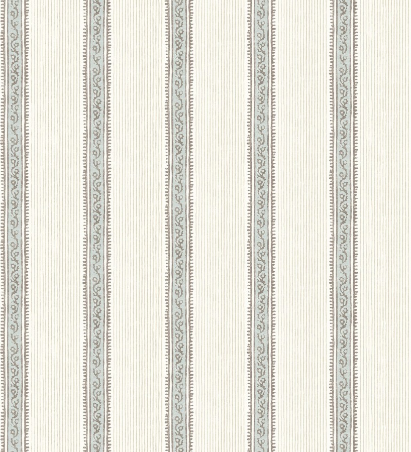 Papel pintado texturizado de rayas elegantes con grecas cian  Tisbury Pinstripe 684280