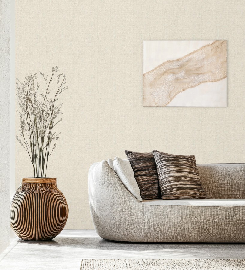 Papel pintado esencia textil con toques de arcilla y caliza en tonos beige  Bramble Calico 684284