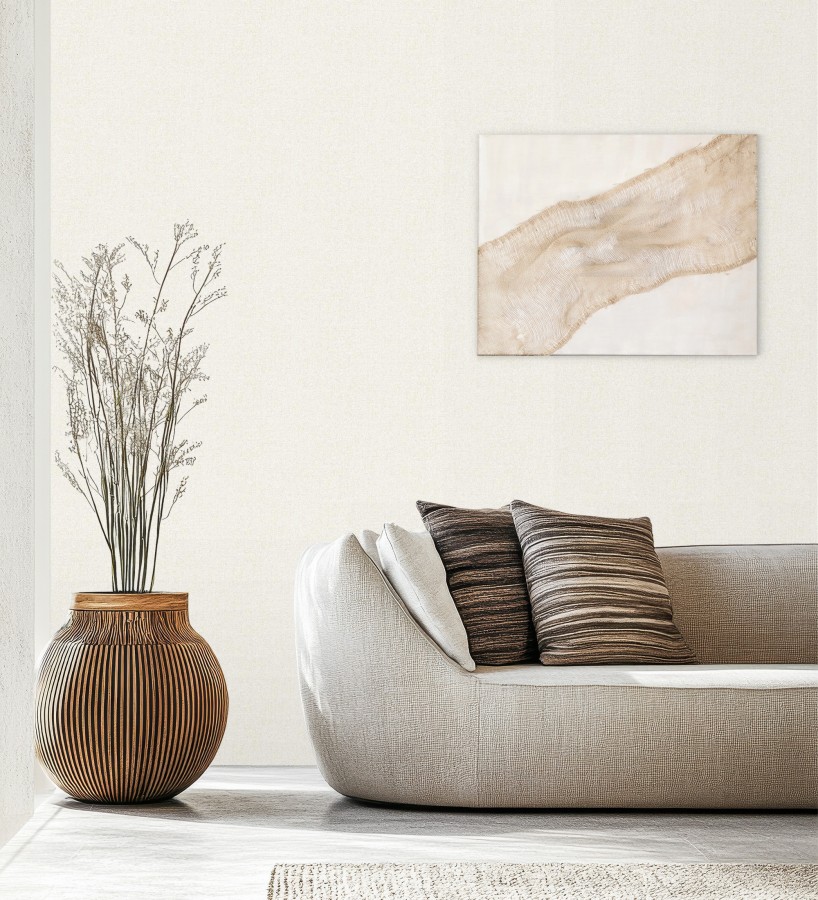 Papel pintado esencia textil con toques de arcilla y caliza en tonos blanco roto  Bramble Calico 684285