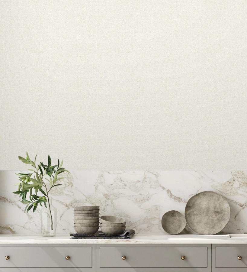 Papel pintado esencia textil con toques de arcilla y caliza en tonos blanco roto  Bramble Calico 684285