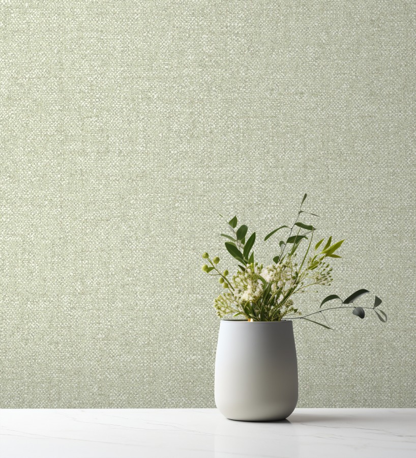Papel pintado esencia textil con toques de arcilla y caliza en tonos verdes  Bramble Calico 684286