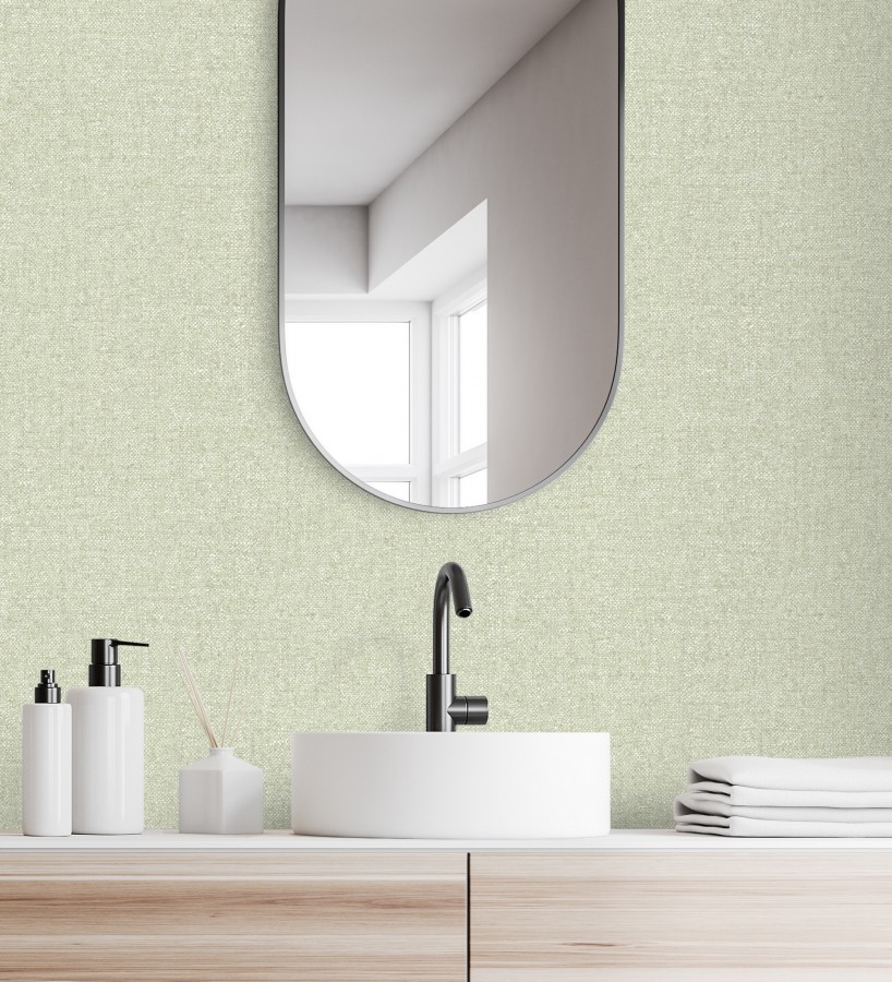 Papel pintado esencia textil con toques de arcilla y caliza en tonos verdes  Bramble Calico 684286