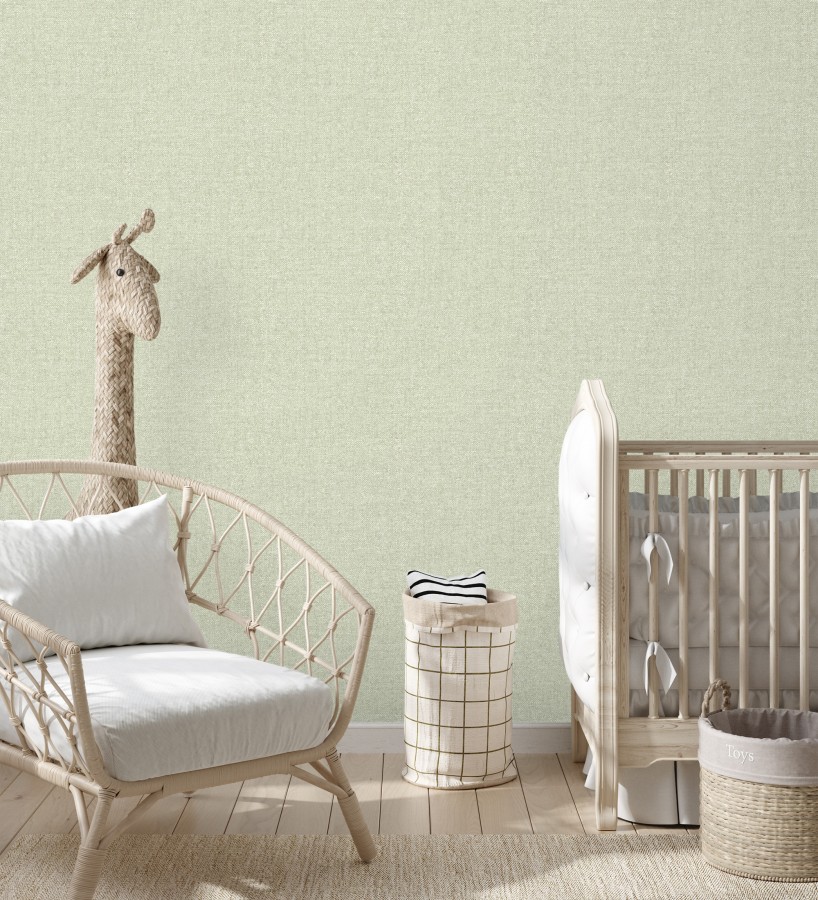 Papel pintado esencia textil con toques de arcilla y caliza en tonos verdes  Bramble Calico 684286