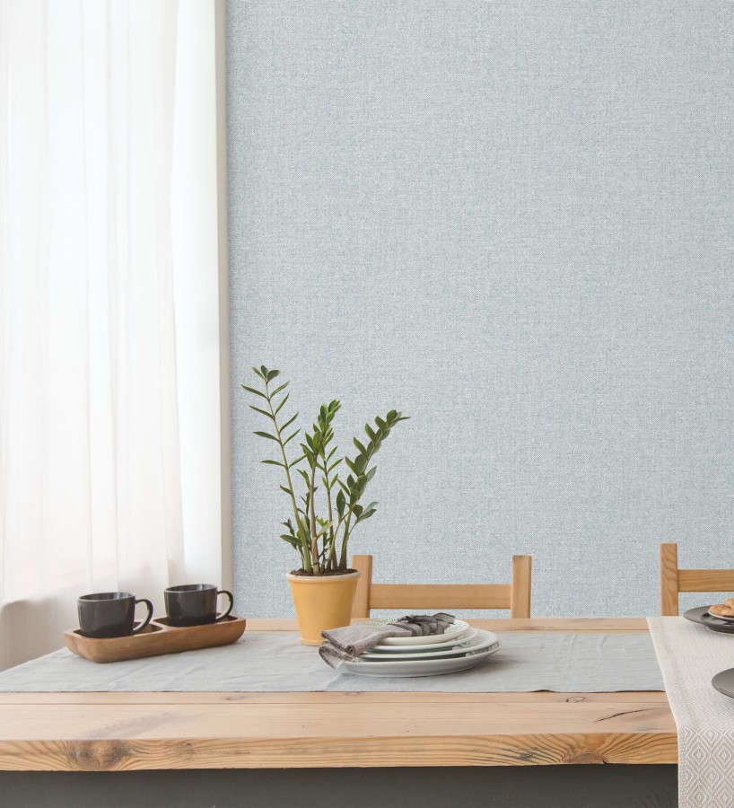 Papel pintado esencia textil con toques de arcilla y caliza en tonos azules  Bramble Calico 684287
