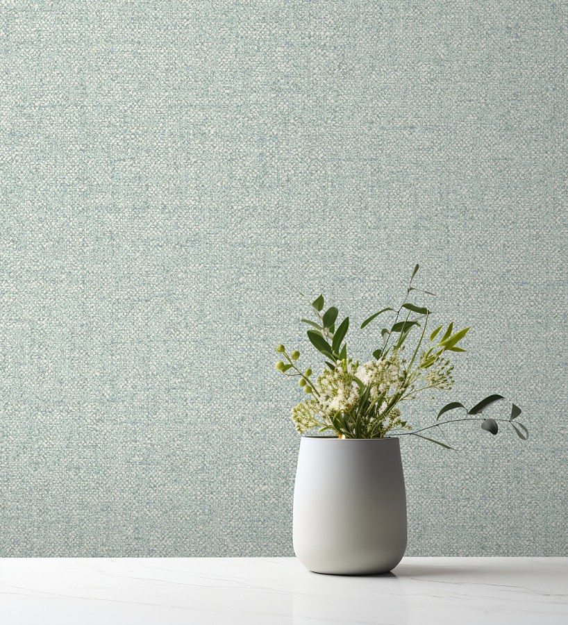 Papel pintado esencia textil con toques de arcilla y caliza en tonos aguamarina  Bramble Calico 684288