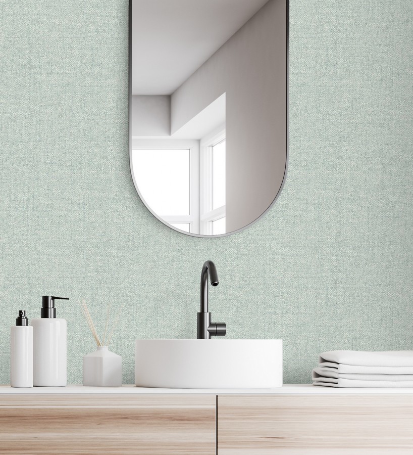 Papel pintado esencia textil con toques de arcilla y caliza en tonos aguamarina  Bramble Calico 684288