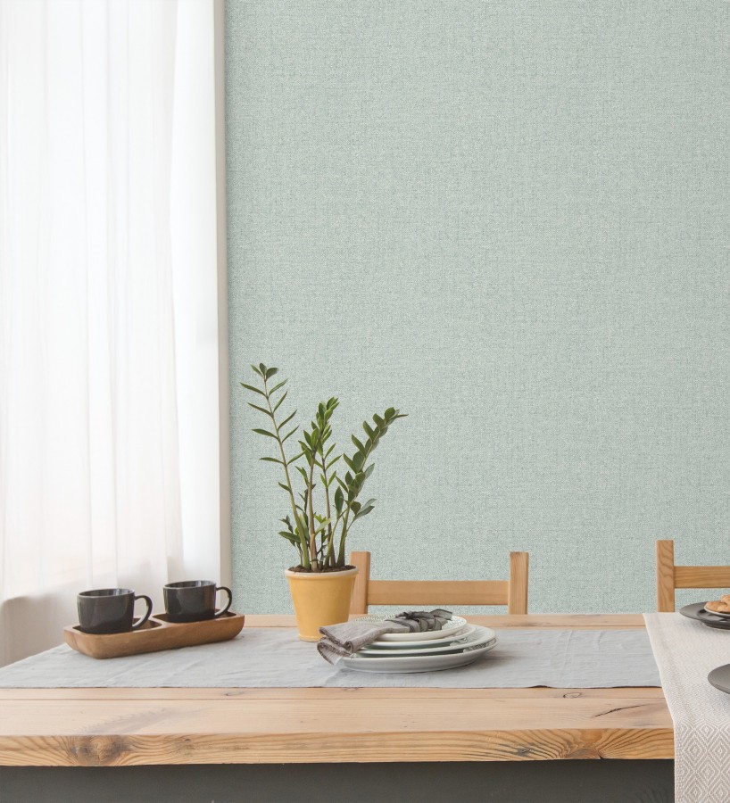 Papel pintado esencia textil con toques de arcilla y caliza en tonos aguamarina  Bramble Calico 684288