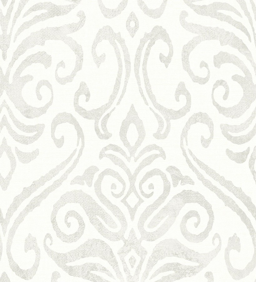 Papel pintado damasco elegante color beige neutro y blanco roto  Winchelsea Ornamental 684290