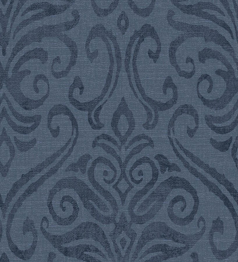 Papel pintado damasco elegante texturizado color azul eléctrico  Winchelsea Ornamental 684291