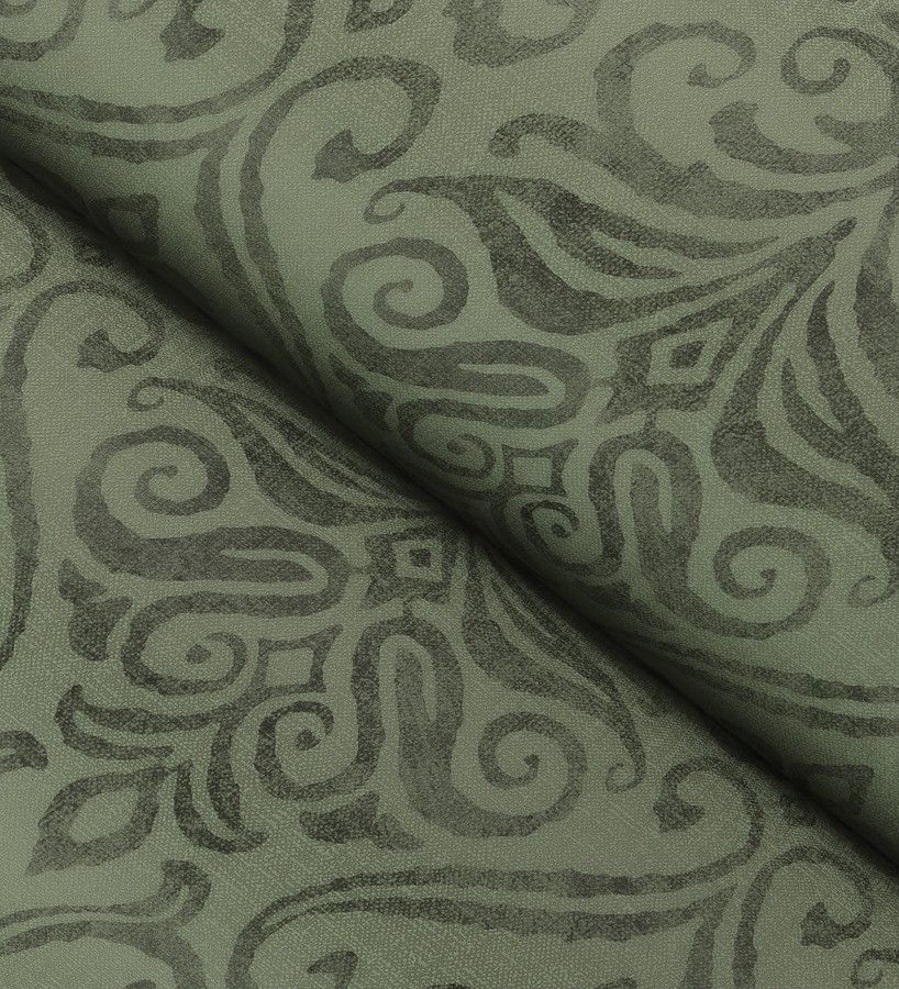 Papel pintado damasco elegante texturizado color verde helecho  Winchelsea Ornamental 684293