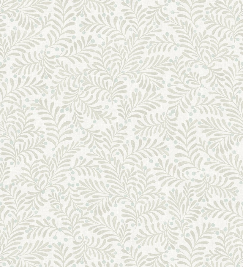 Papel pintado ramas beige y bayas fondo lino texturizado blanco roto  Willowmere Sprigs 684298