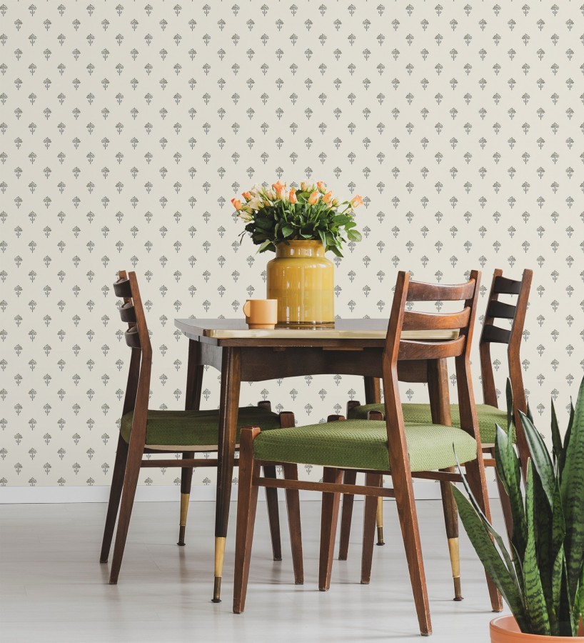 Papel pintado provenzal francés de flores pequeñas fondo crema  Willowmere Ditsy 684310