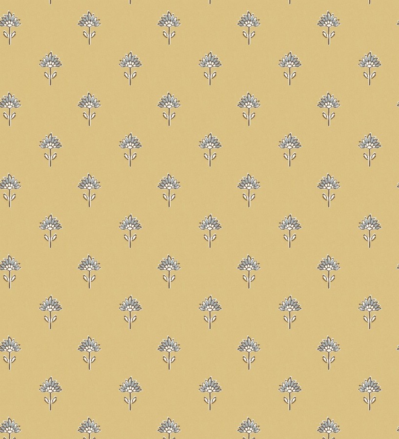 Papel pintado provenzal francés de flores pequeñas fondo ocre  Willowmere Ditsy 684311