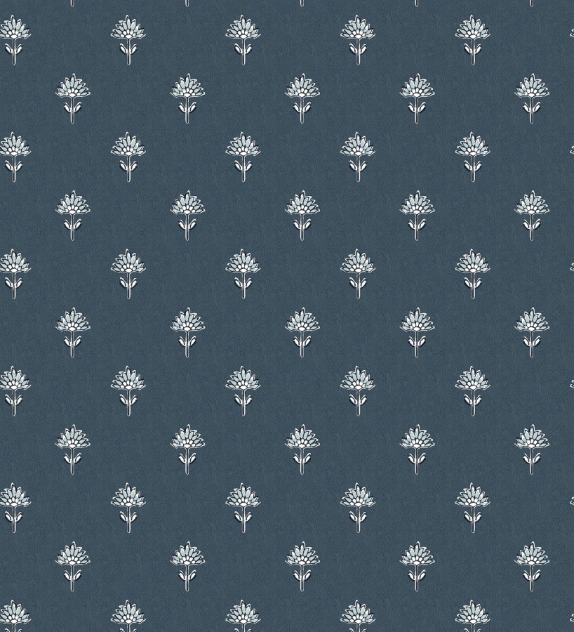 Papel pintado provenzal francés de flores pequeñas fondo azul  Willowmere Ditsy 684314