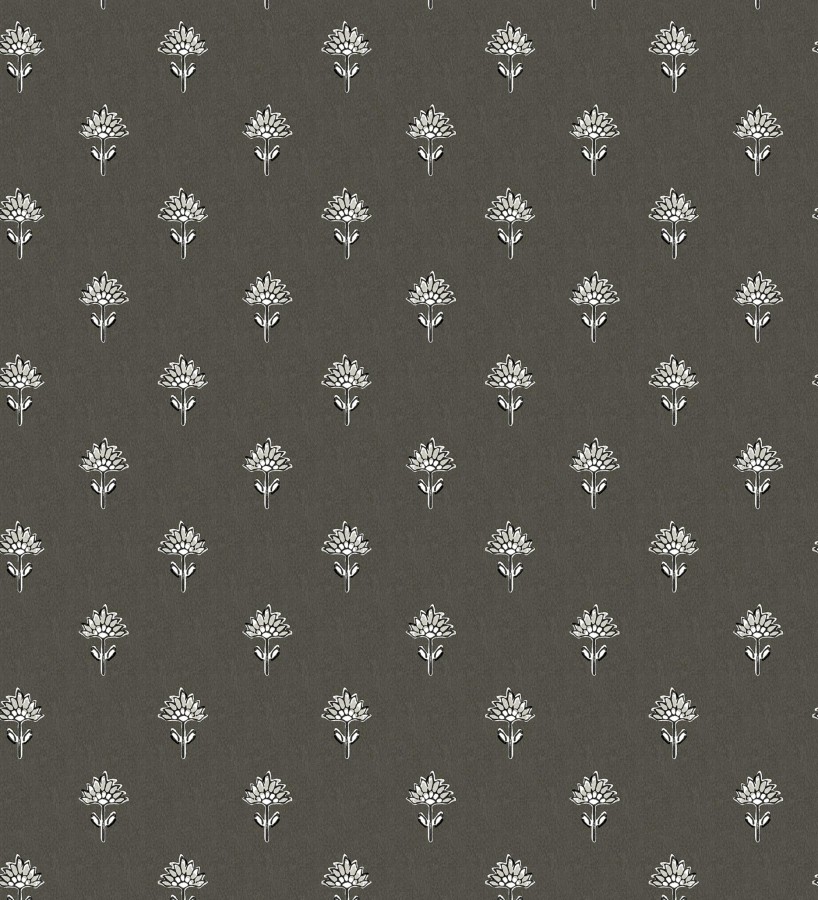 Papel pintado provenzal francés de flores pequeñas fondo negro  Willowmere Ditsy 684315