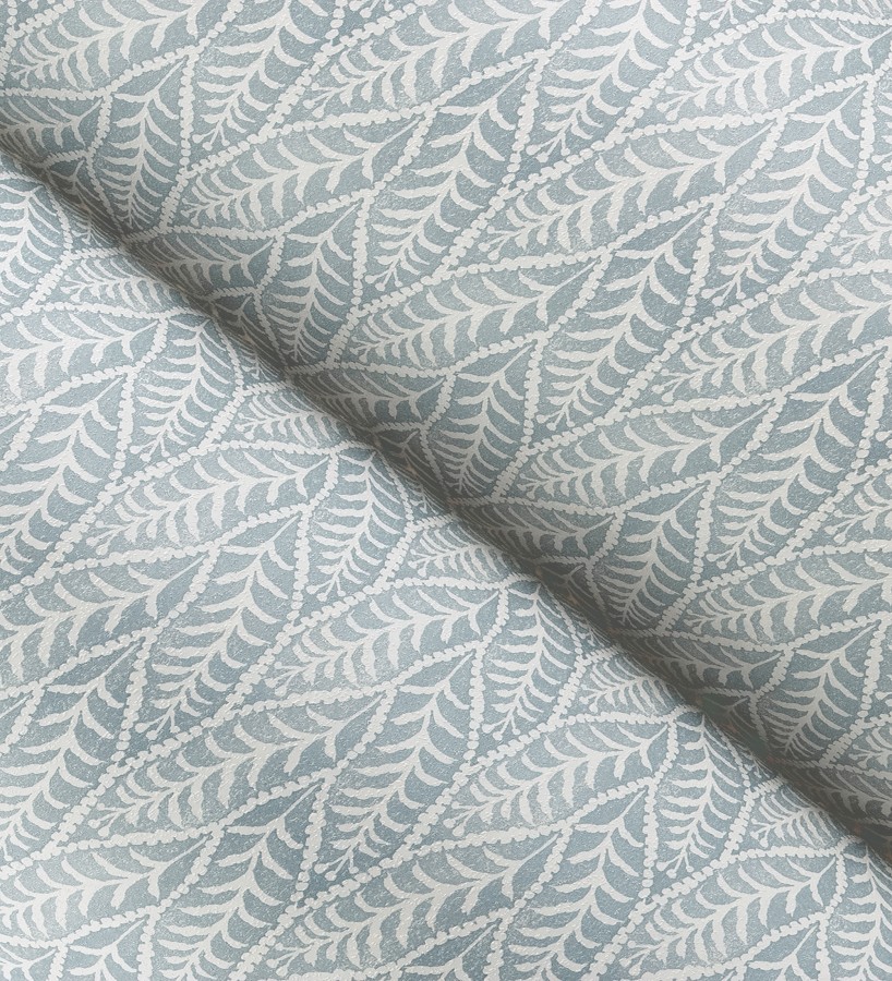 Papel pintado de hojas azules entrelazadas estilo cottage country  Kigali Leaves 684322