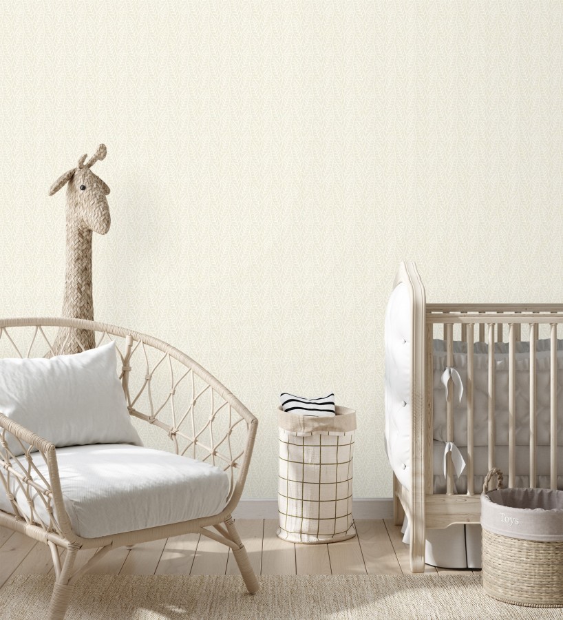 Papel pintado de hojas color arena entrelazadas estilo cottage country  Kigali Leaves 684323